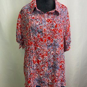 Unique Vintage Plus Size Red Print Colvin Blouse